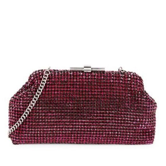 REISS ADALINE EMBELLISHED SPARKLE CLUTCH BAG, Evening Party Bags, Purple, NWT - Picture 1 of 16